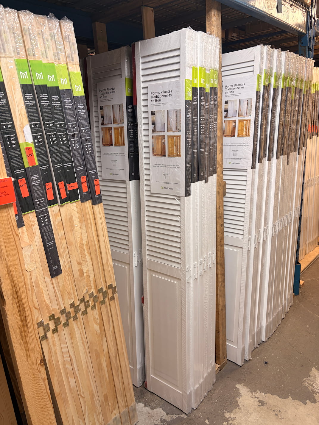 Interior bifold doors in a variety of sizes and styles